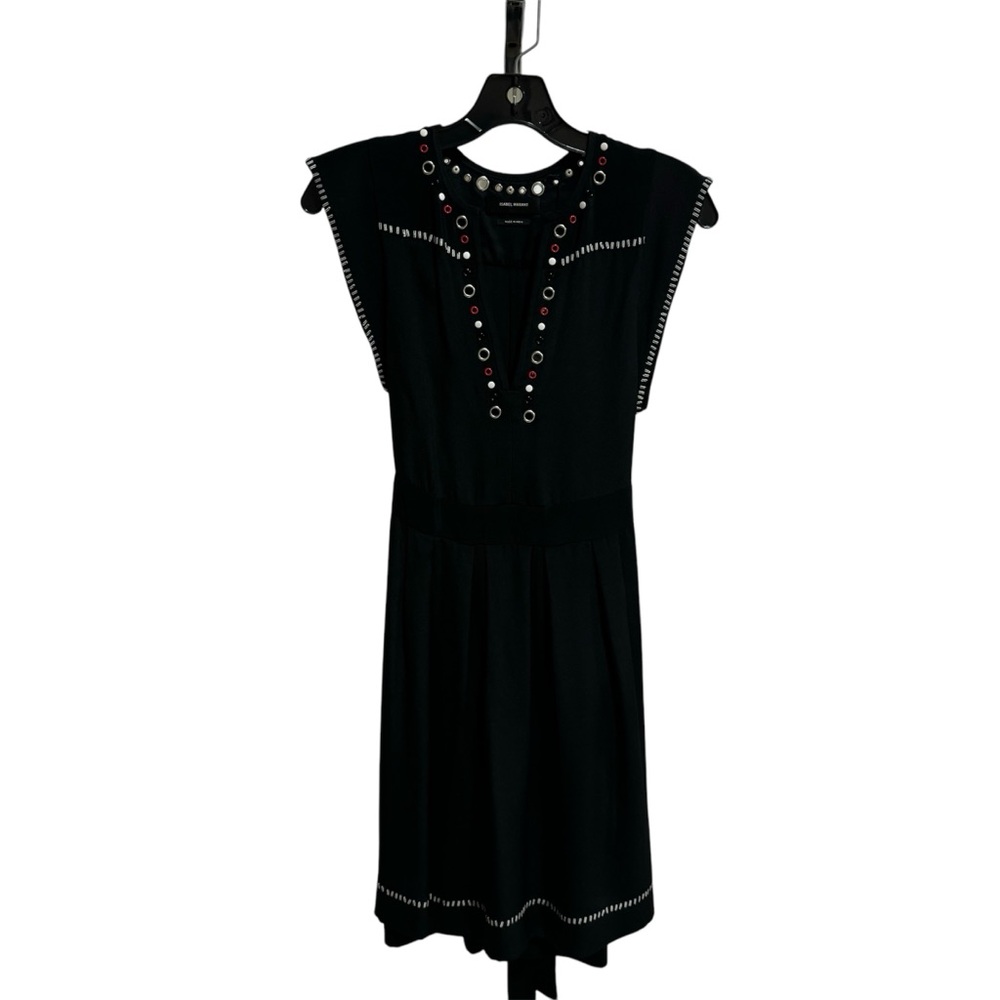 Isabel Marant Black, White, & Red Pleated Dress